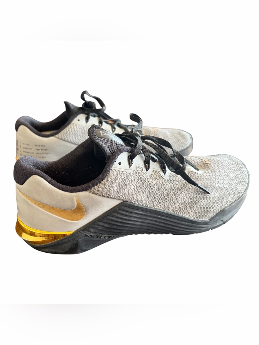 Nike By You Metcon 5 Custom Gold Training Shoes Size M 7.5, W 10 CJ5613-99 EXC